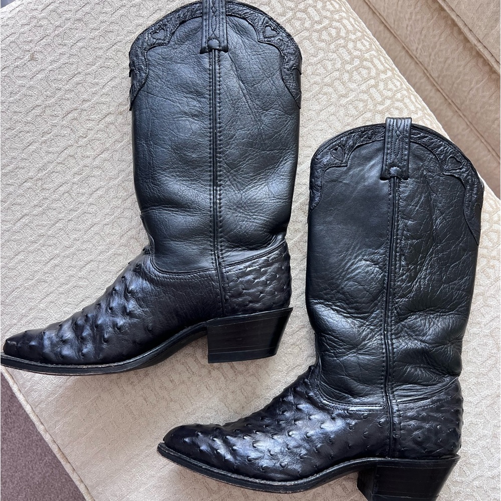Dan Post ostrich trim ladies western boots